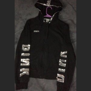 VS PINK WOMENS BLACK JACKET W/ SILVER SEQUINS SZ S